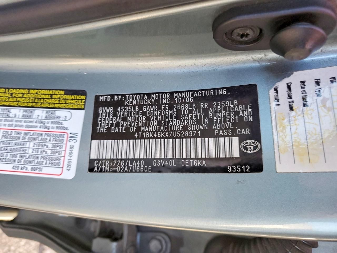 2007 Toyota Camry le