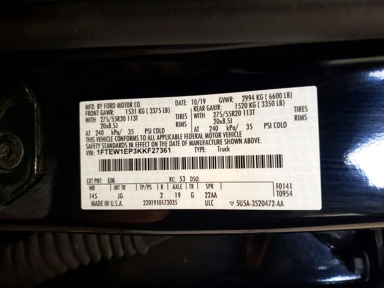 2019 Ford F150 Supercrew