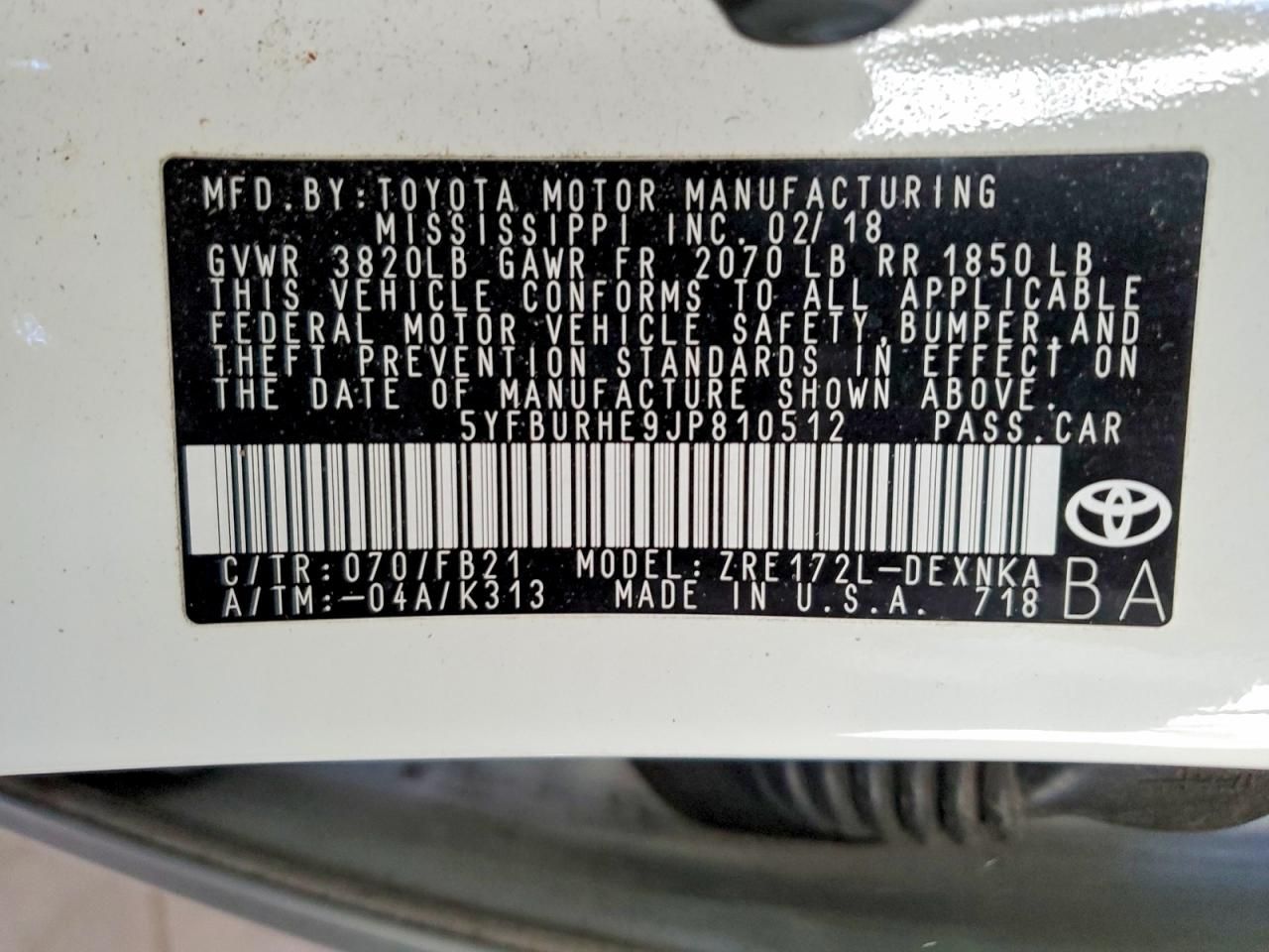 2018 Toyota Corolla l