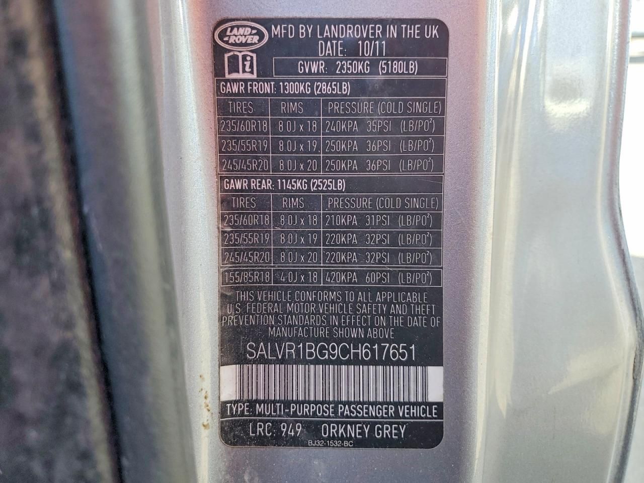 2012 Land Rover Range Rover Evoque Pure Premium