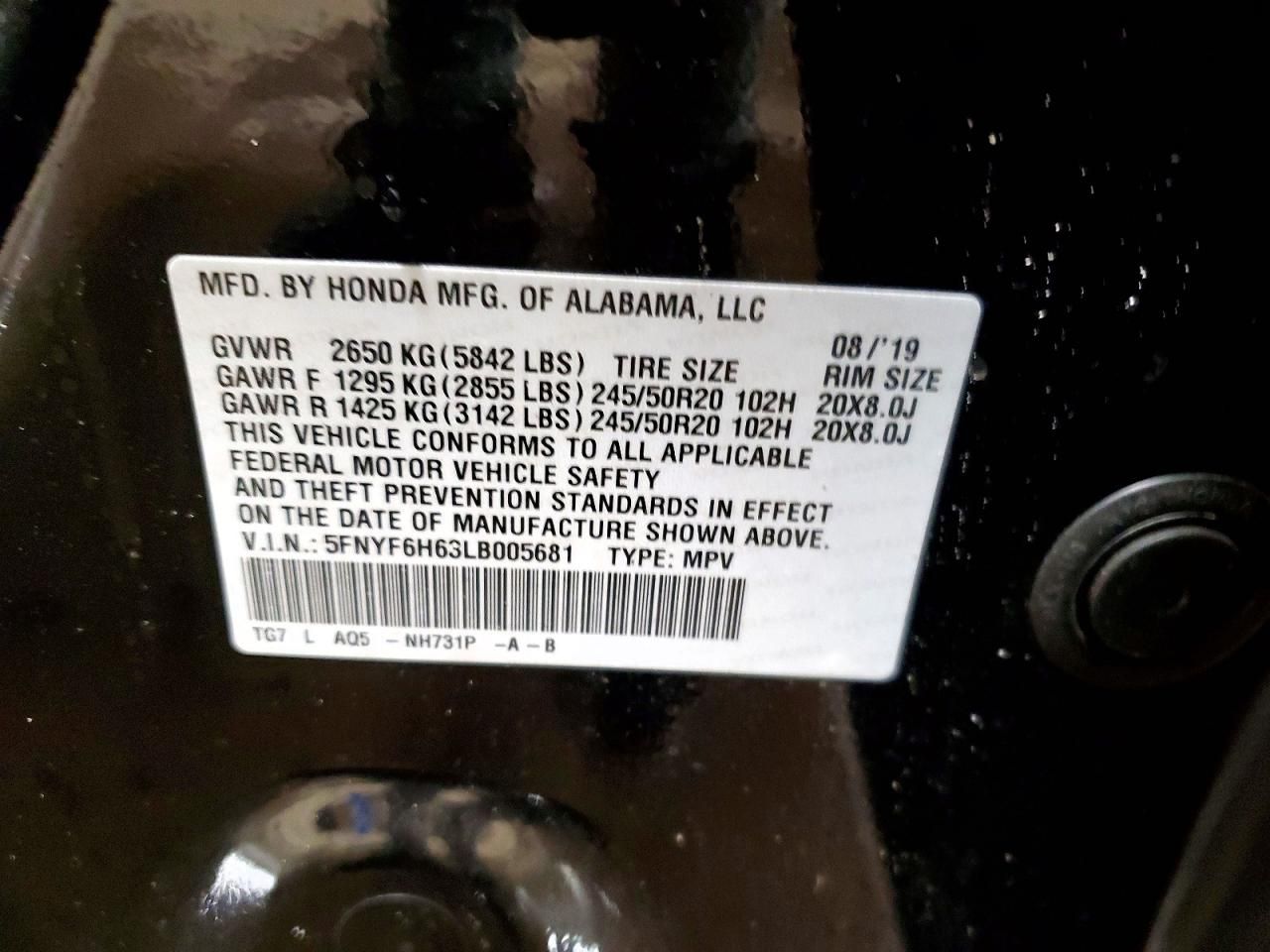 2020 Honda Pilot Touring