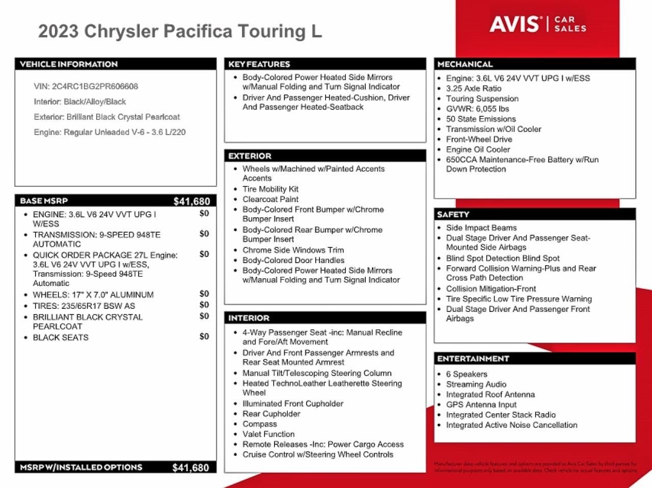 2023 Chrysler Pacifica Touring l