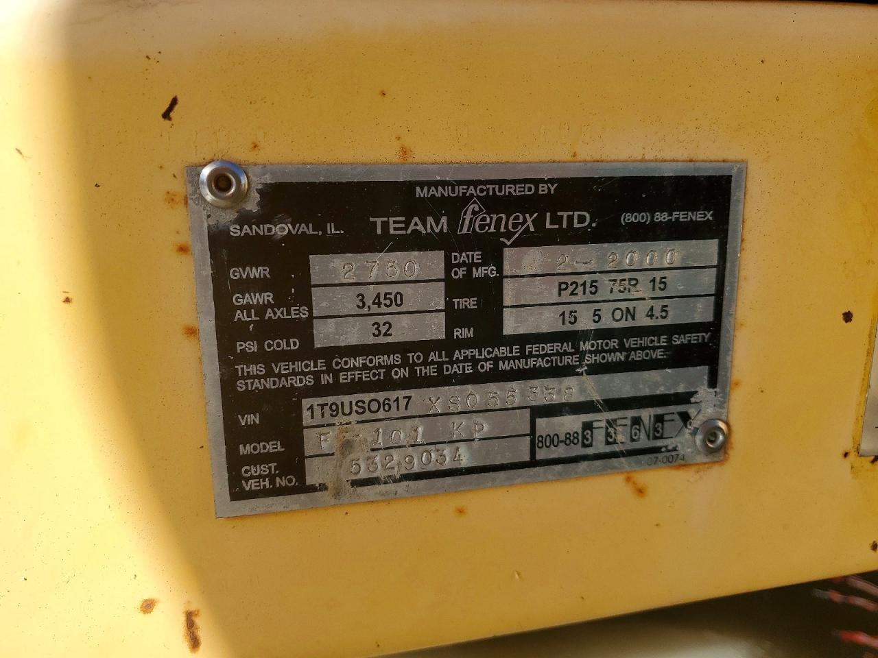 2000 Team Fenex F-101 KP Manhole Support Trailer