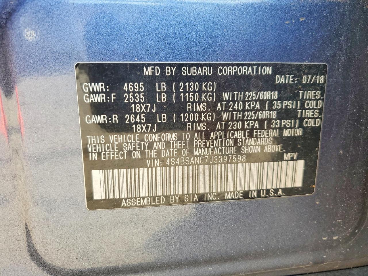 2018 Subaru Outback 2.5i Limited
