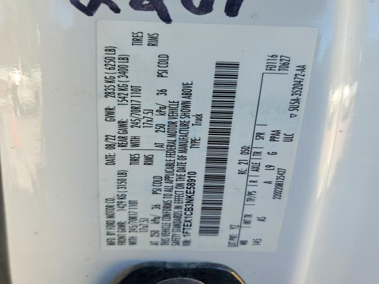 2022 Ford F150 Super cab