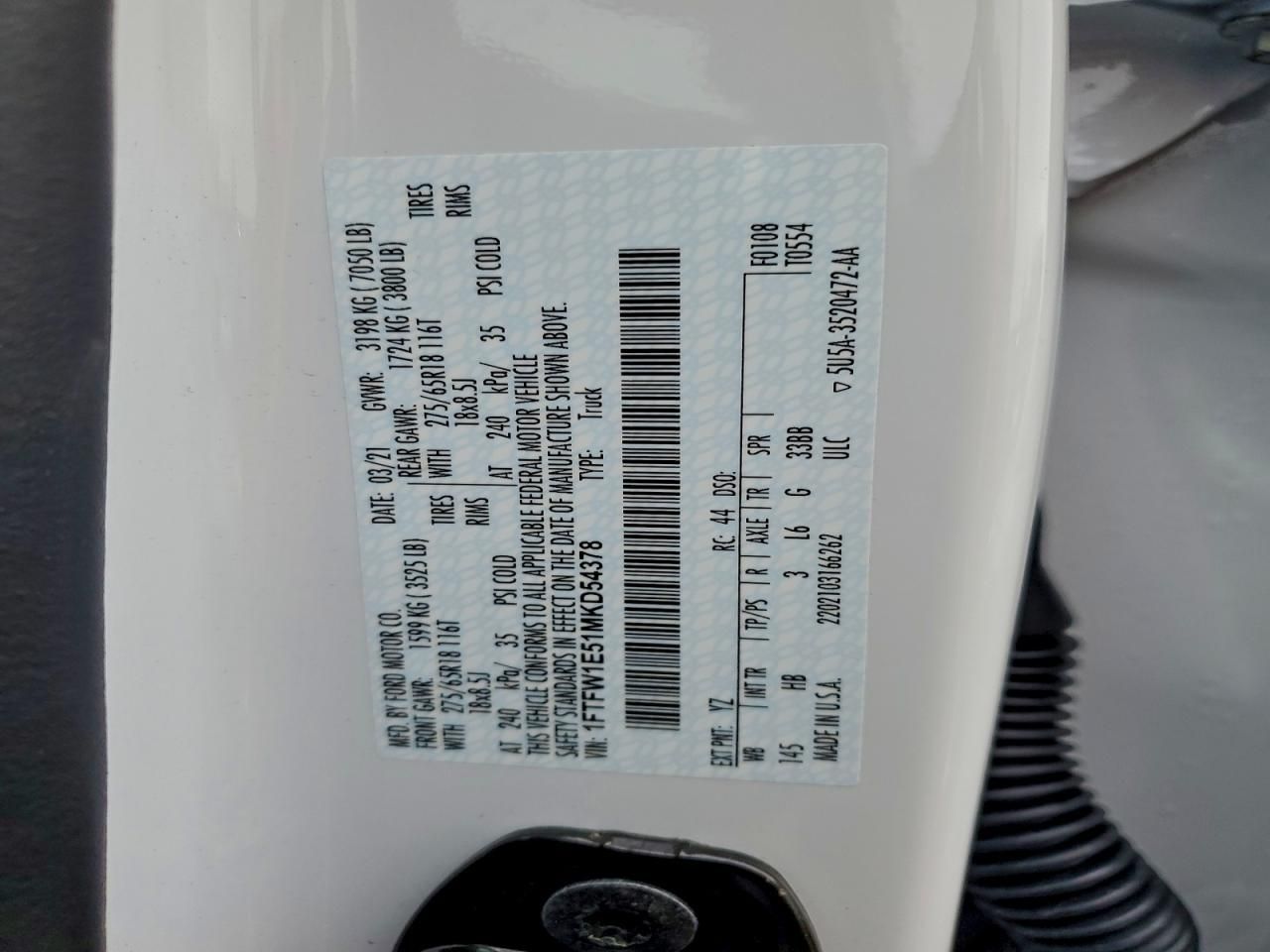 2021 Ford F150 Supercrew