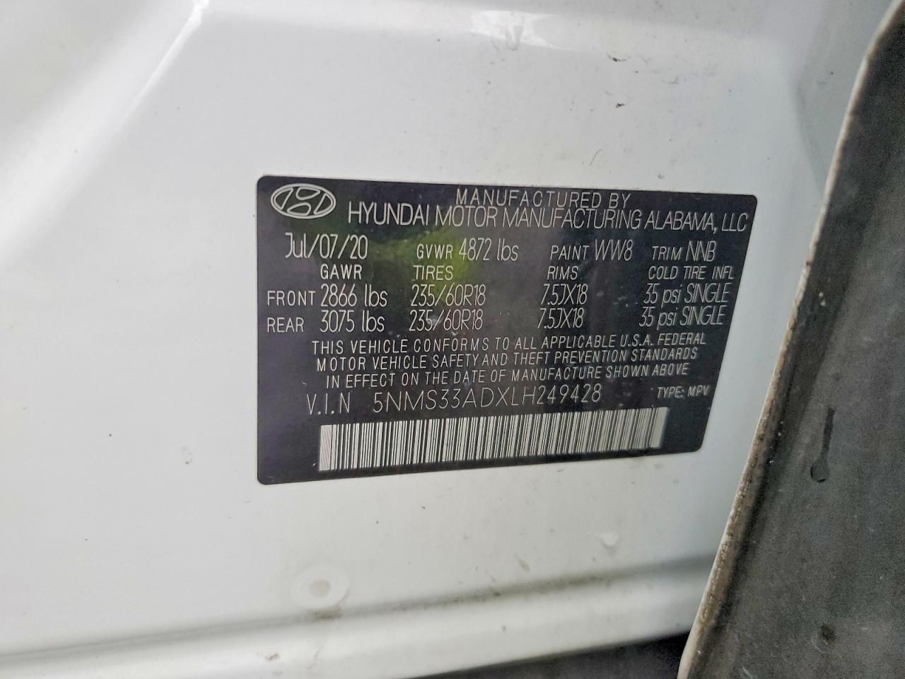 2020 Hyundai Santa fe sel