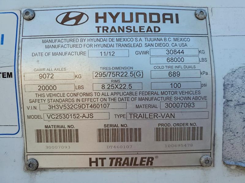 2013 Hyundai Translead Vc2530152-ajs dry van Trailer