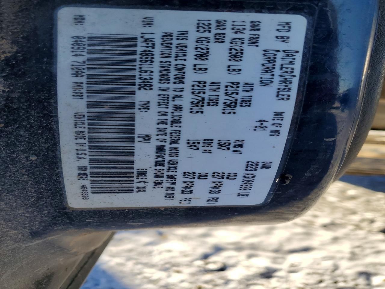 2001 Jeep Cherokee Sport