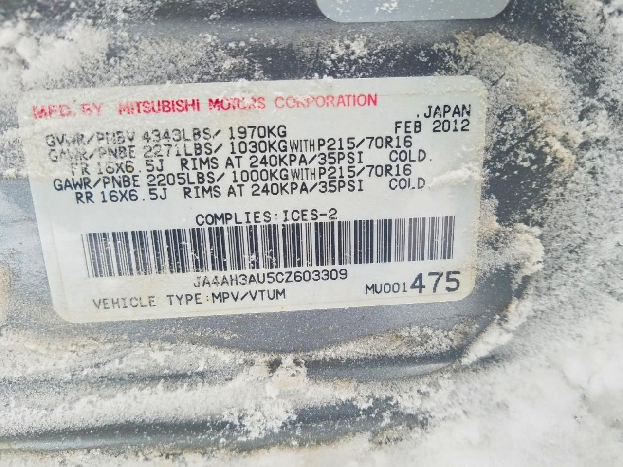 2012 Mitsubishi Rvr se