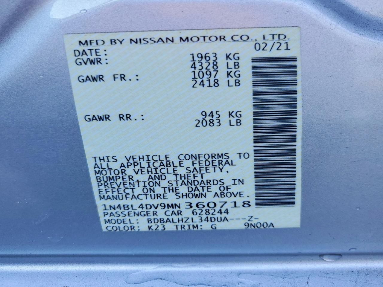 2021 Nissan Altima sv