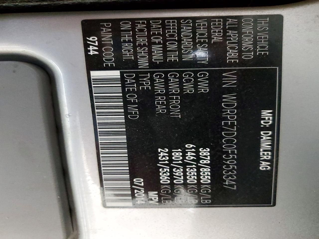 2015 Freightliner Sprinter 2500