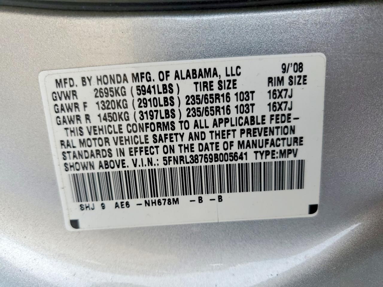 2009 Honda Odyssey exl