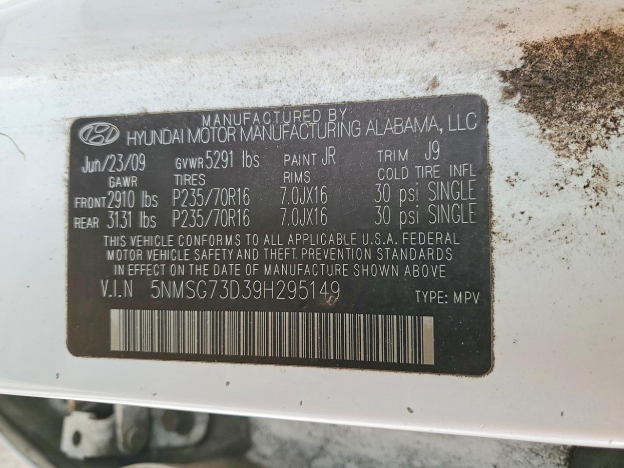 2009 Hyundai Santa fe gls