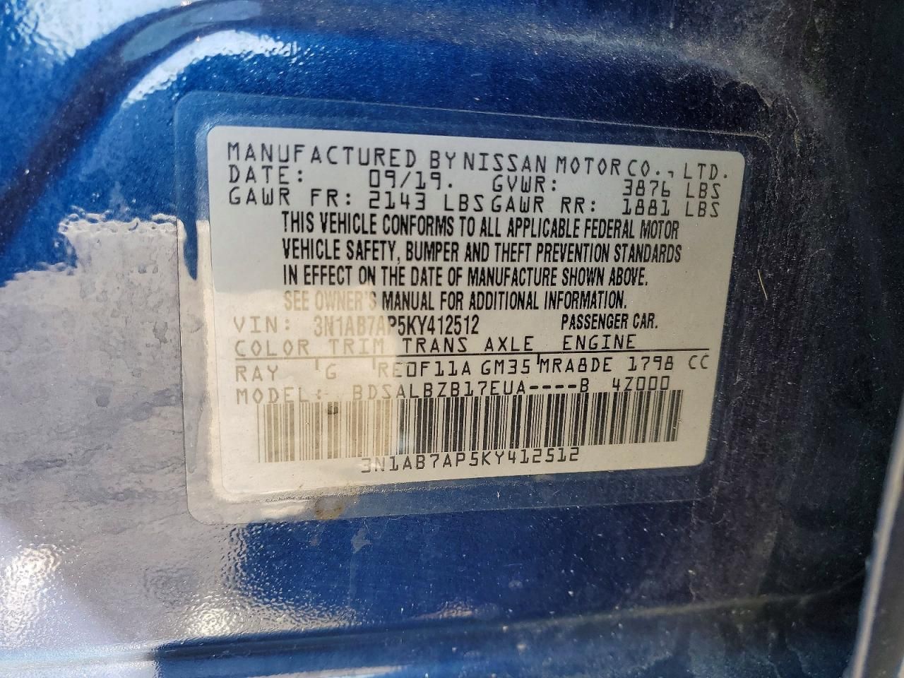 2019 Nissan Sentra s