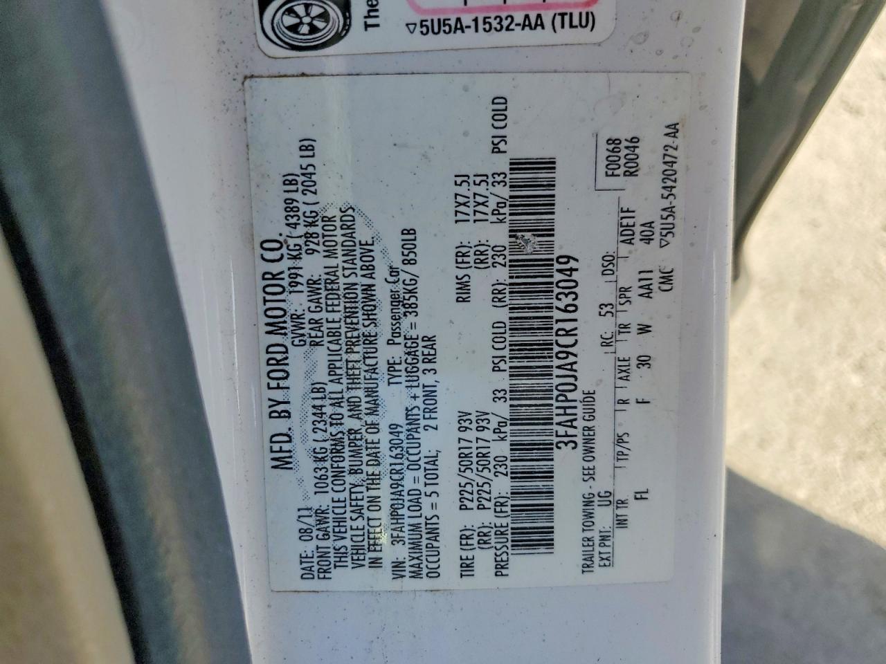 2012 Ford Fusion sel