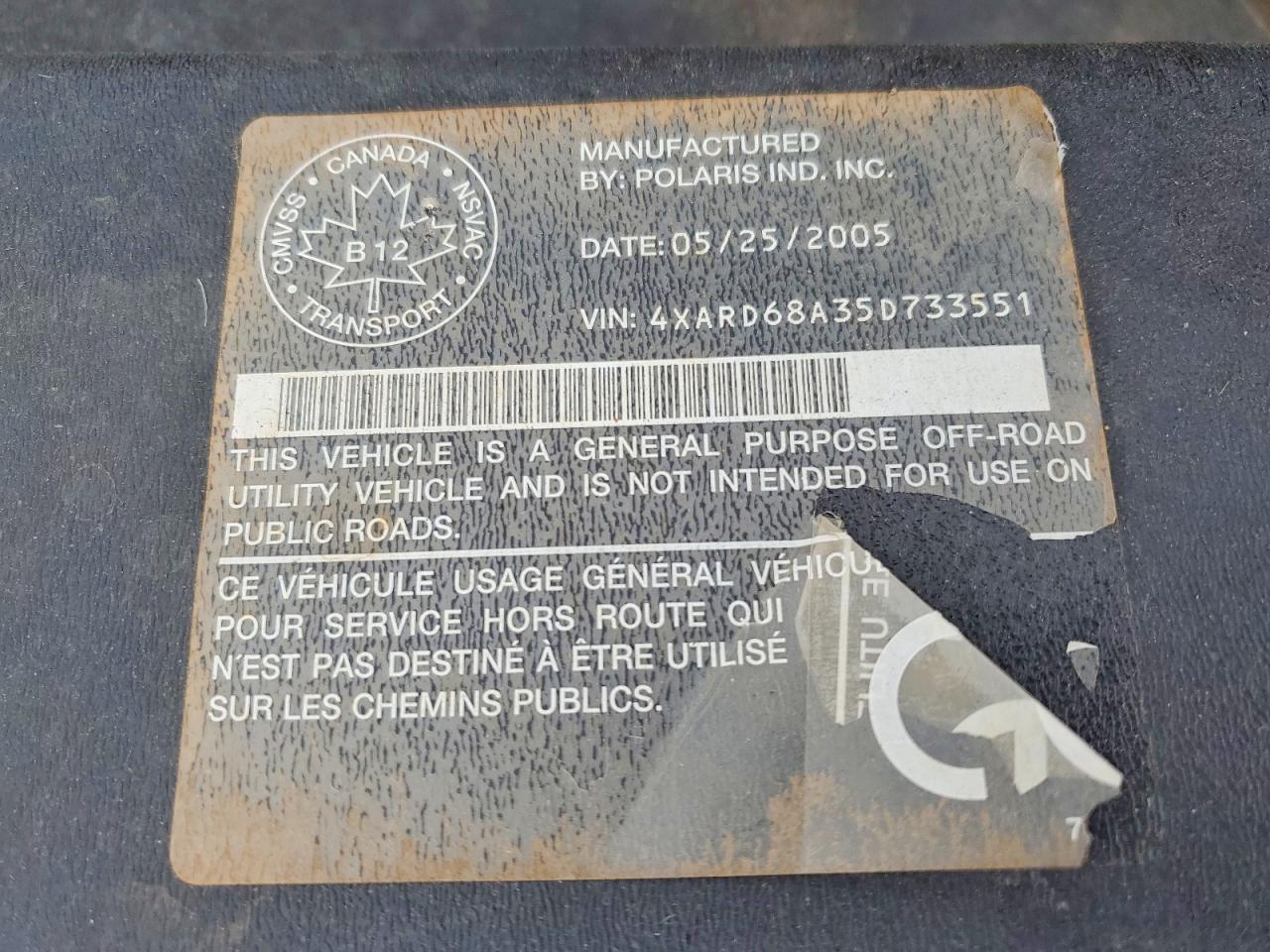 2005 Polaris 2003 Polaris Ranger XP Utility Vehicle