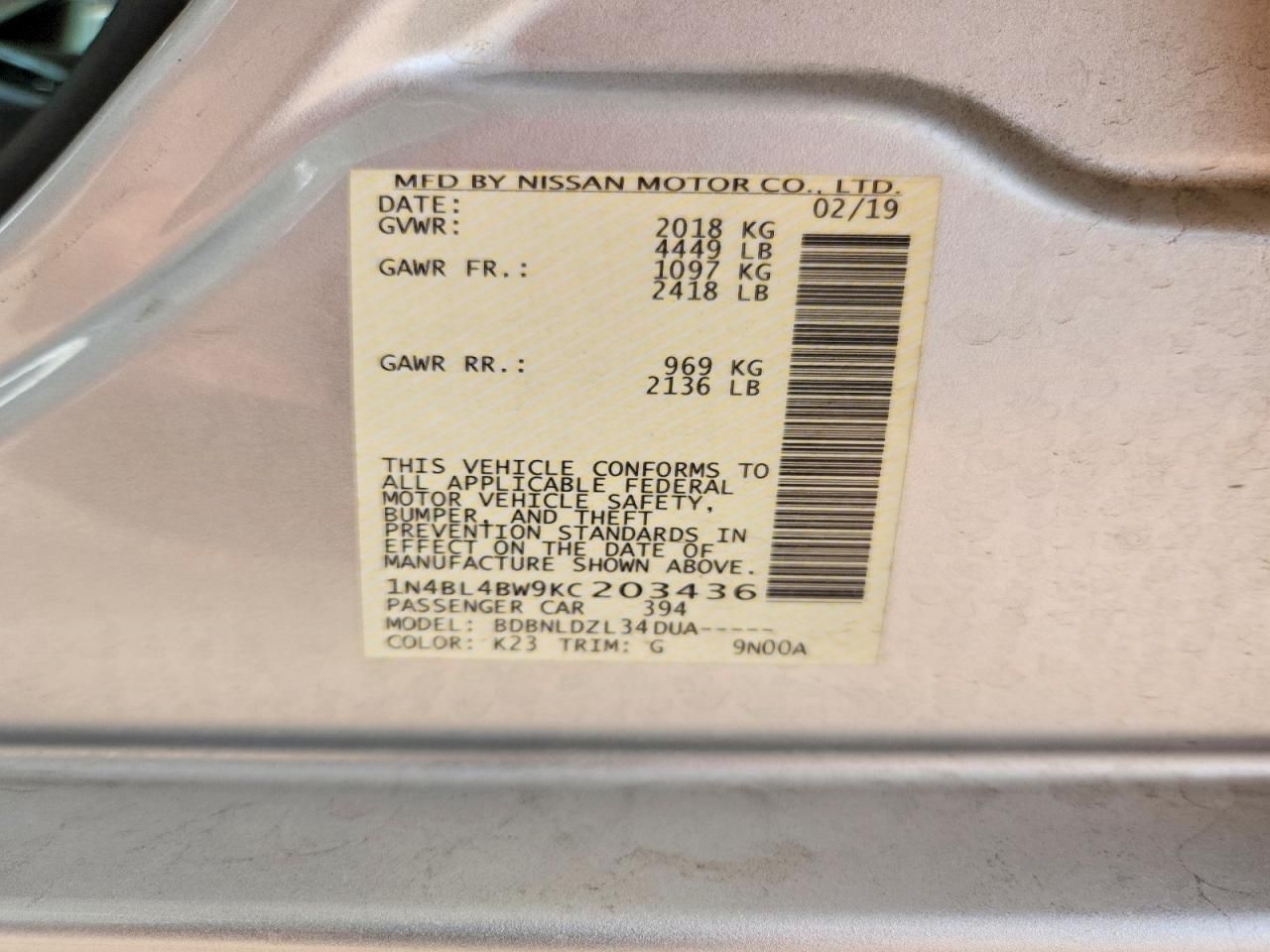 2019 Nissan Altima s