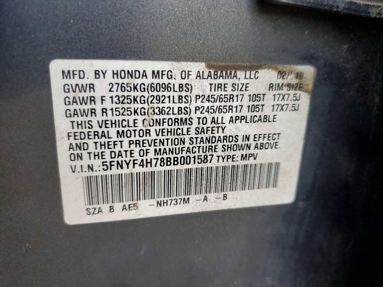 2011 Honda Pilot Exln