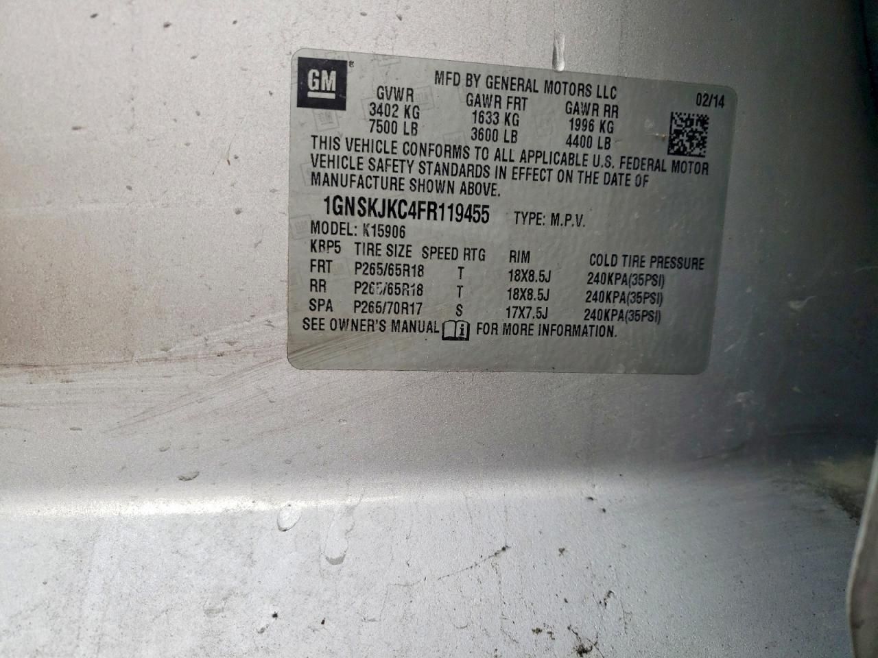 2015 Chevrolet Suburban K1500 lt