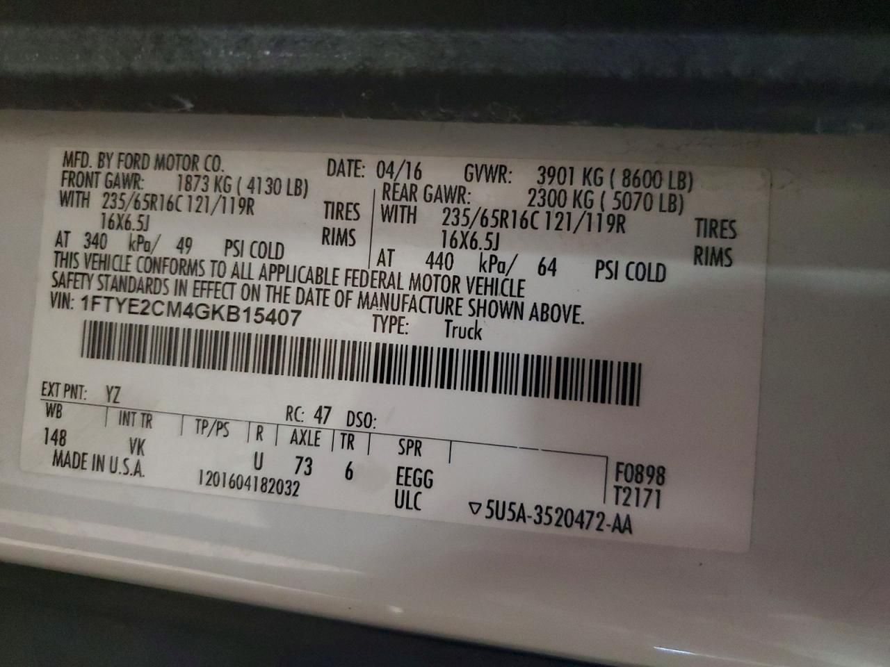 2016 Ford Transit 150 Utility / Service Van