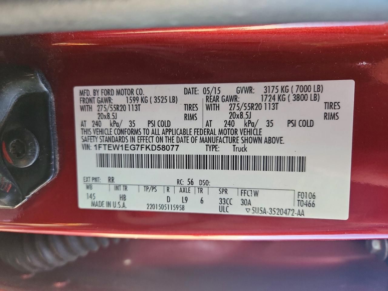 2015 Ford F150 Supercrew