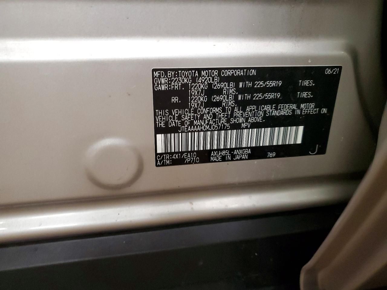 2021 Toyota Venza le