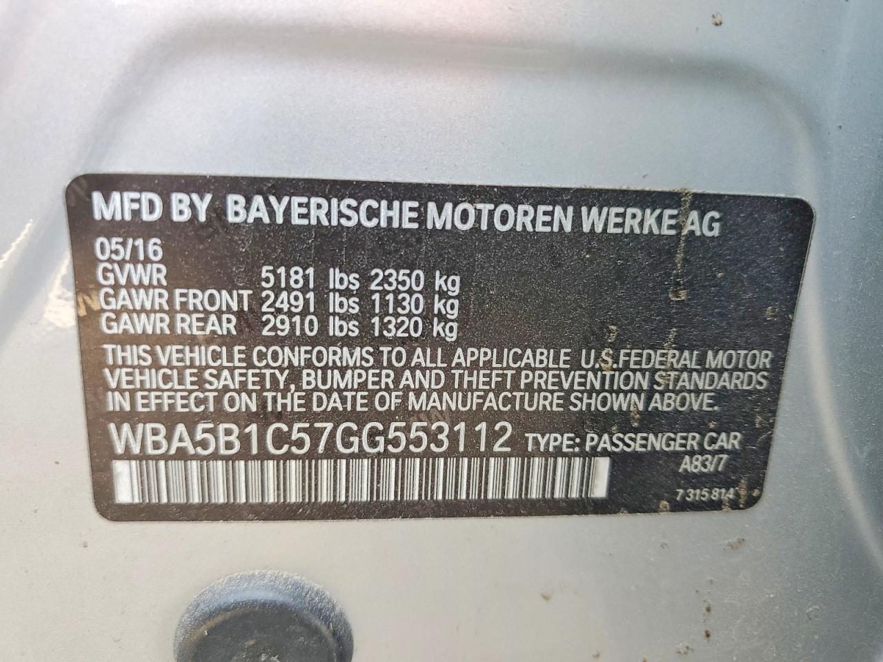 2016 BMW 535 i