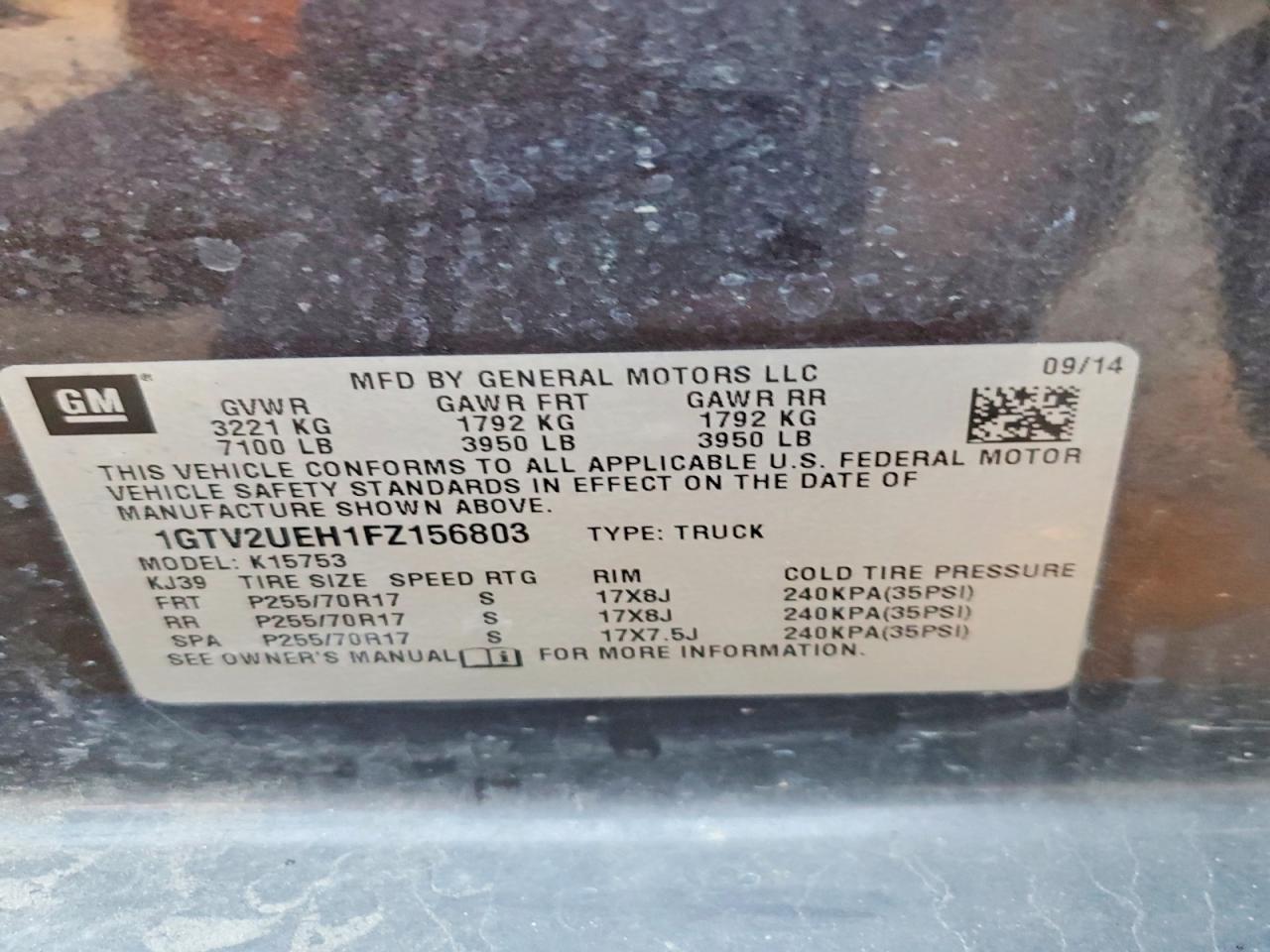 2015 GMC Sierra K1500 sle
