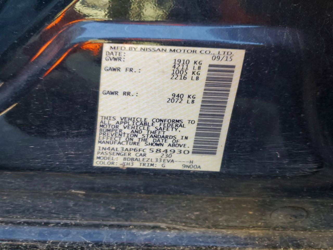 2015 Niss Altima 2.5