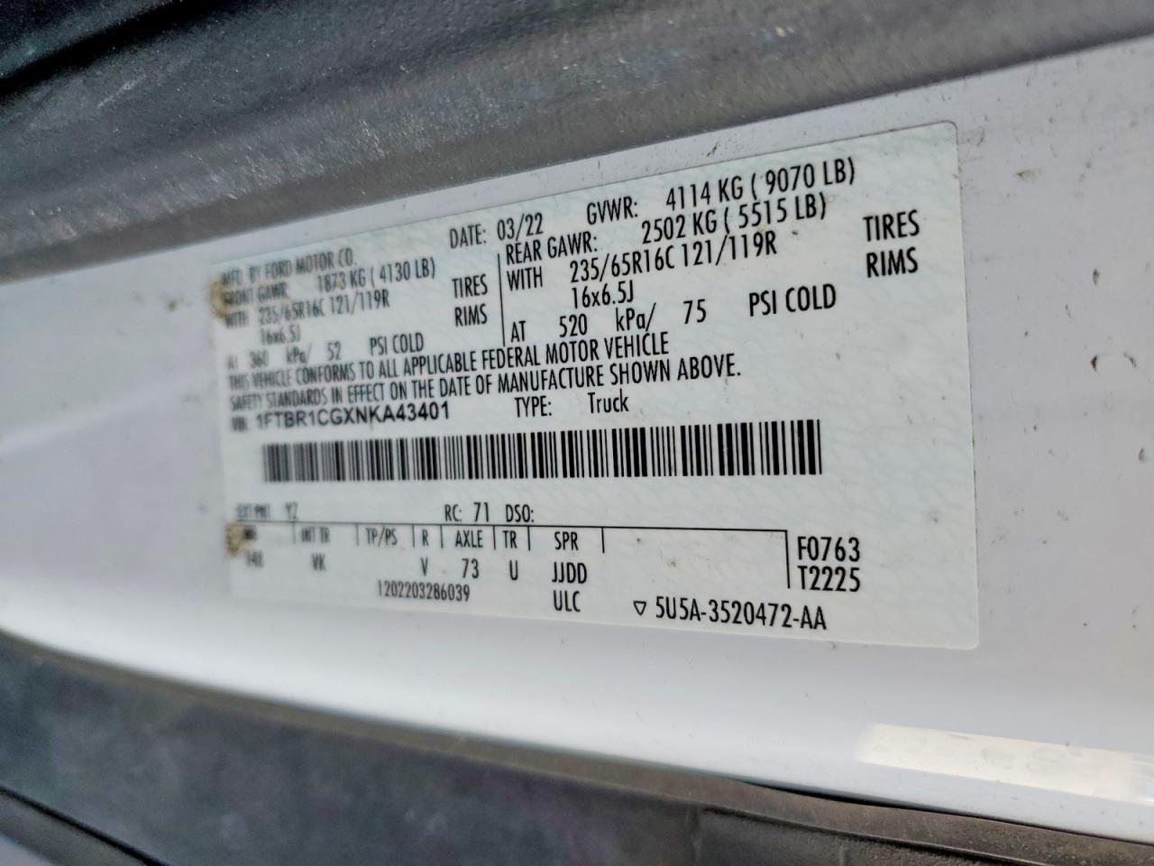 2022 Ford Transit 250 Utility / Service Van