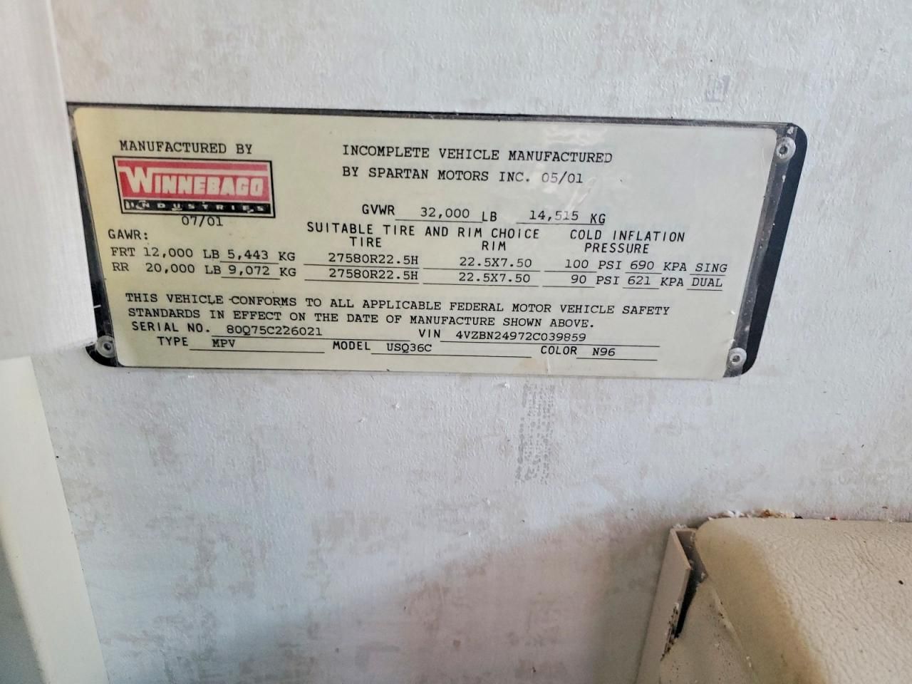 2002 Spartan Motors Motorhome 4VZ