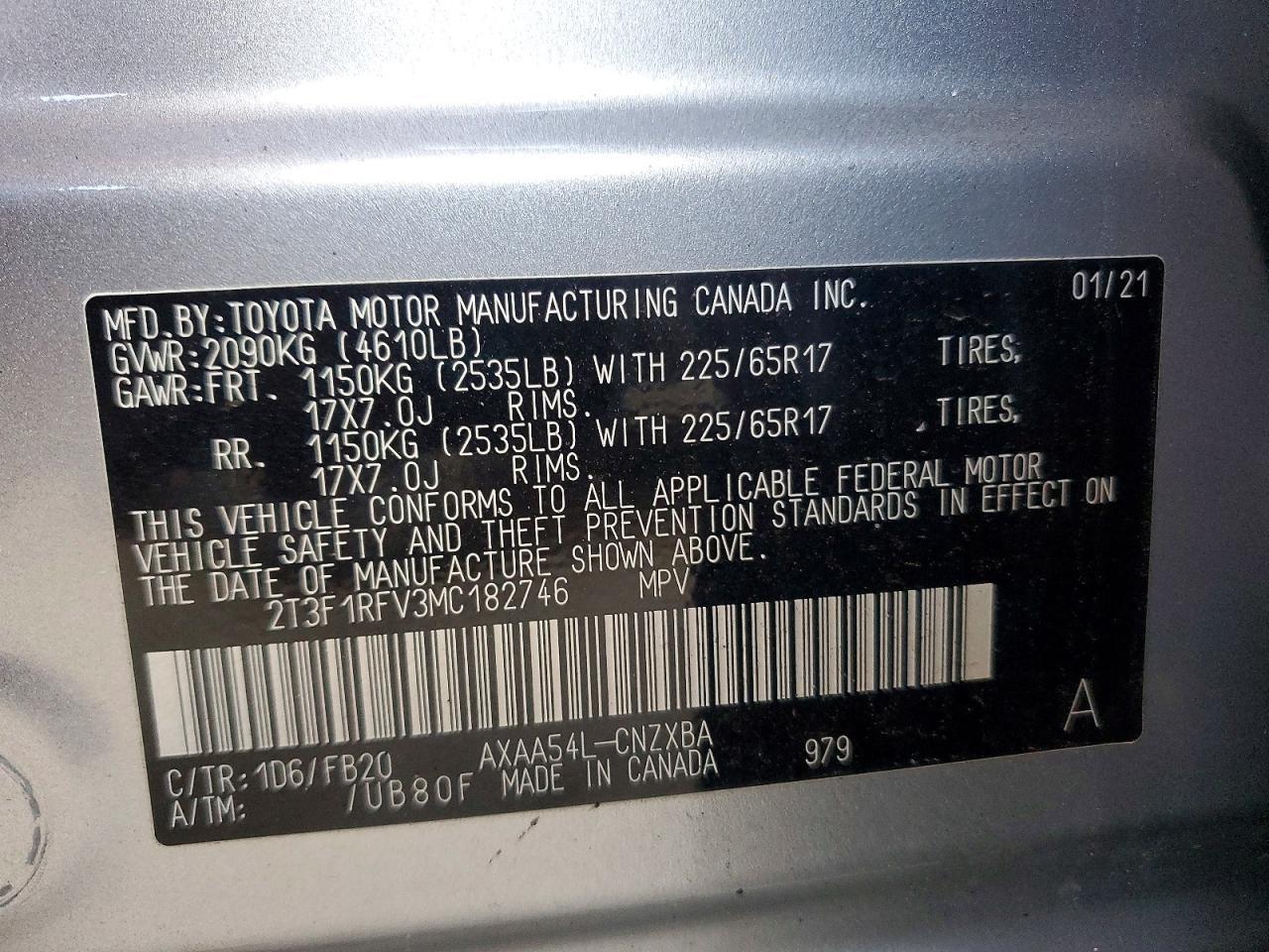 2021 Toyota Rav4 le
