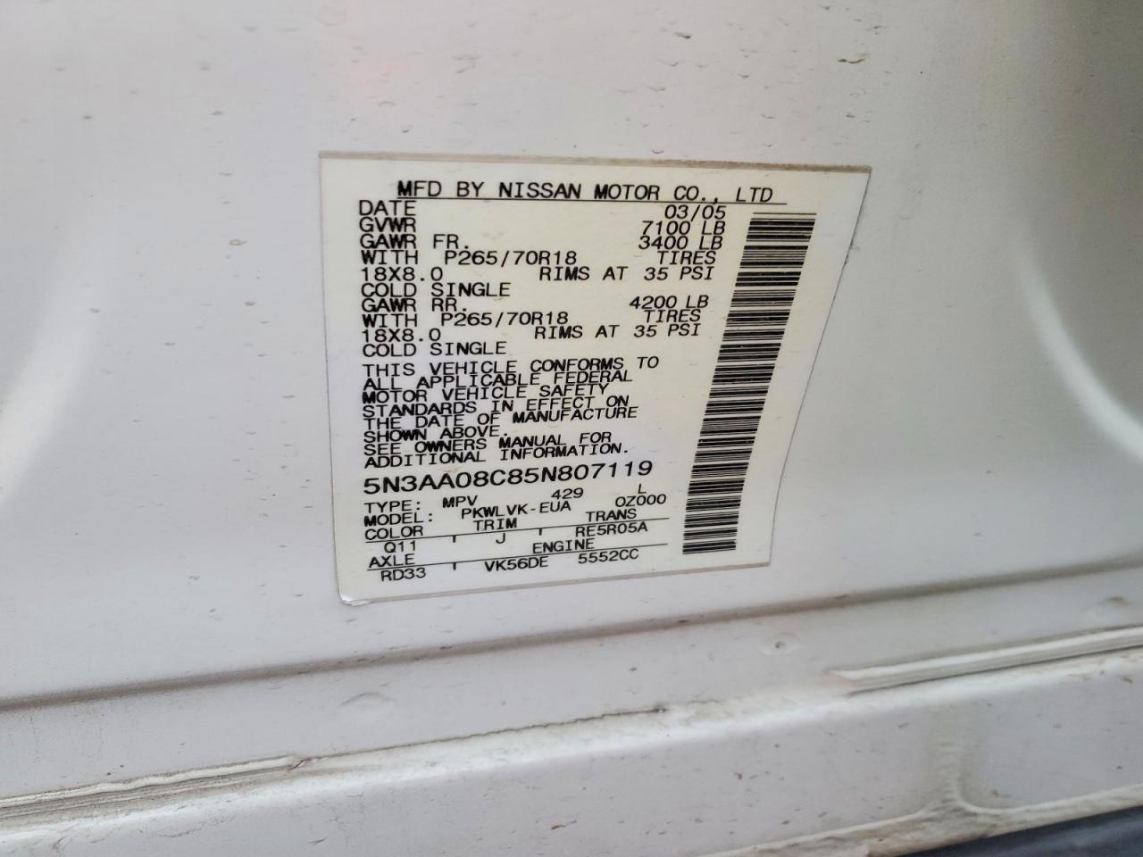 2005 Infinity Qx56 Base