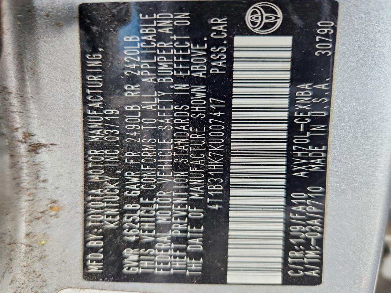 2019 Toyota Camry le