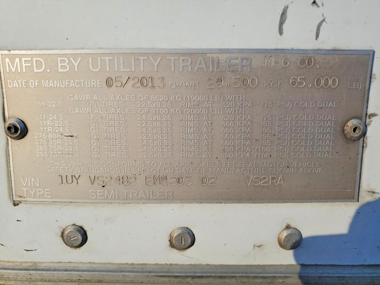 2014 Utility VS2RA Refrigerated Van Trailer
