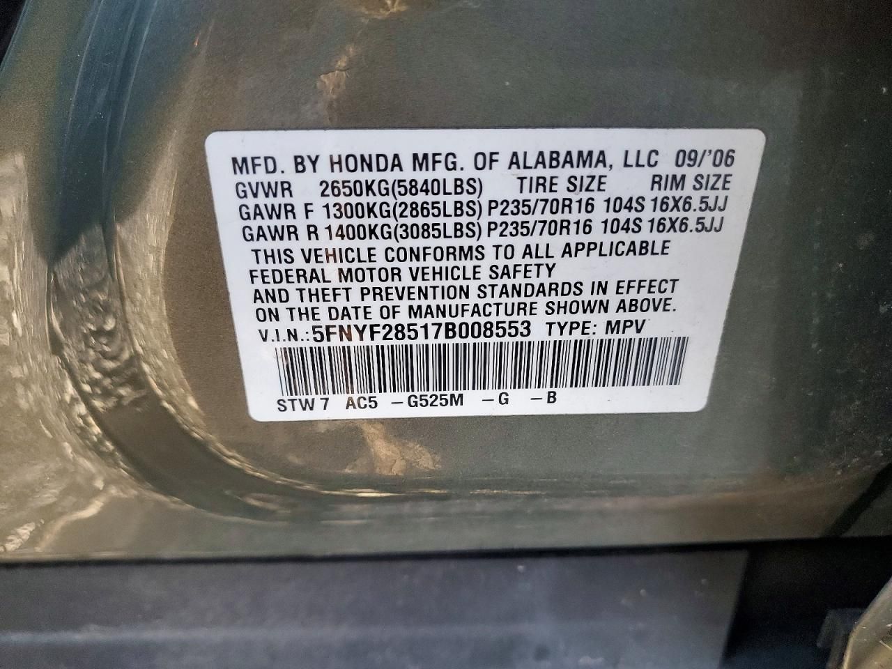 2007 Honda Pilot exl