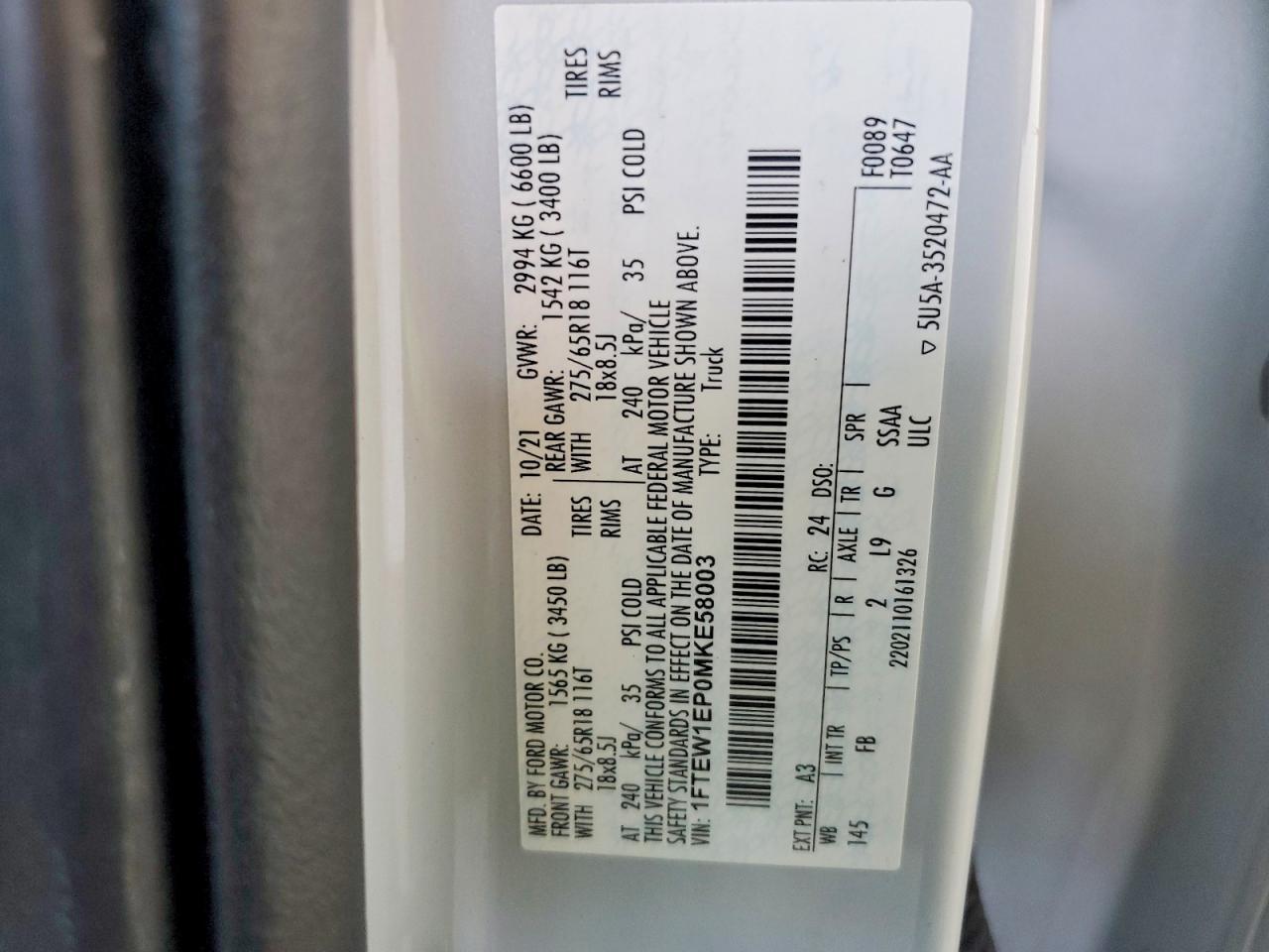 2021 Ford F150 Supercrew