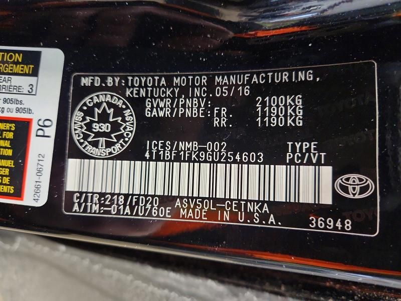 2016 Toyota Camry le