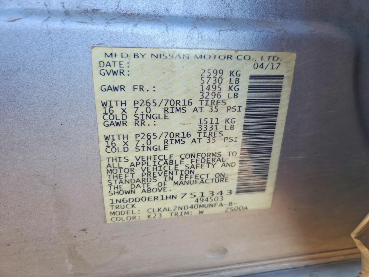 2017 Nissan Frontier s