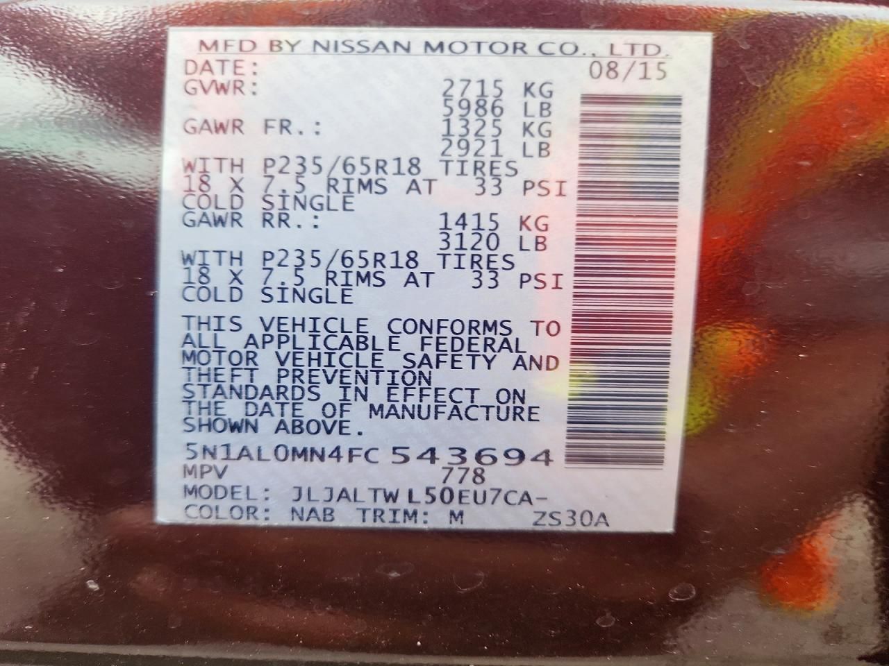 2015 Infinity Qx60 Base