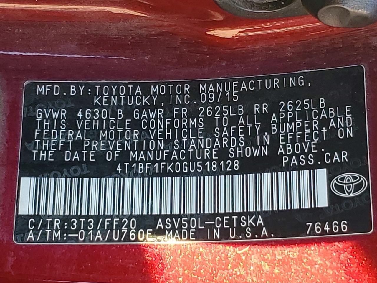 2016 Toyota Camry le