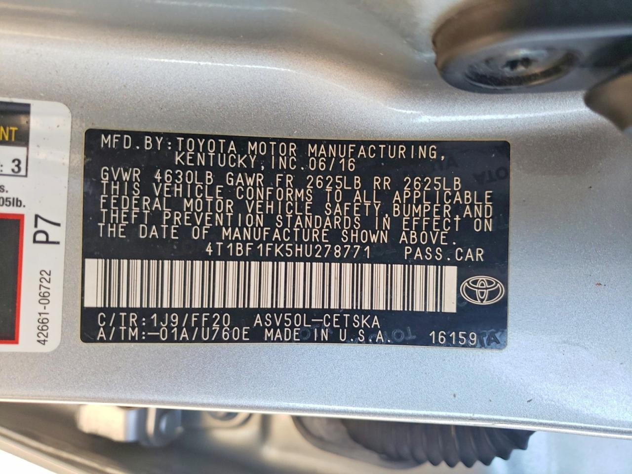 2017 Toyota Camry le