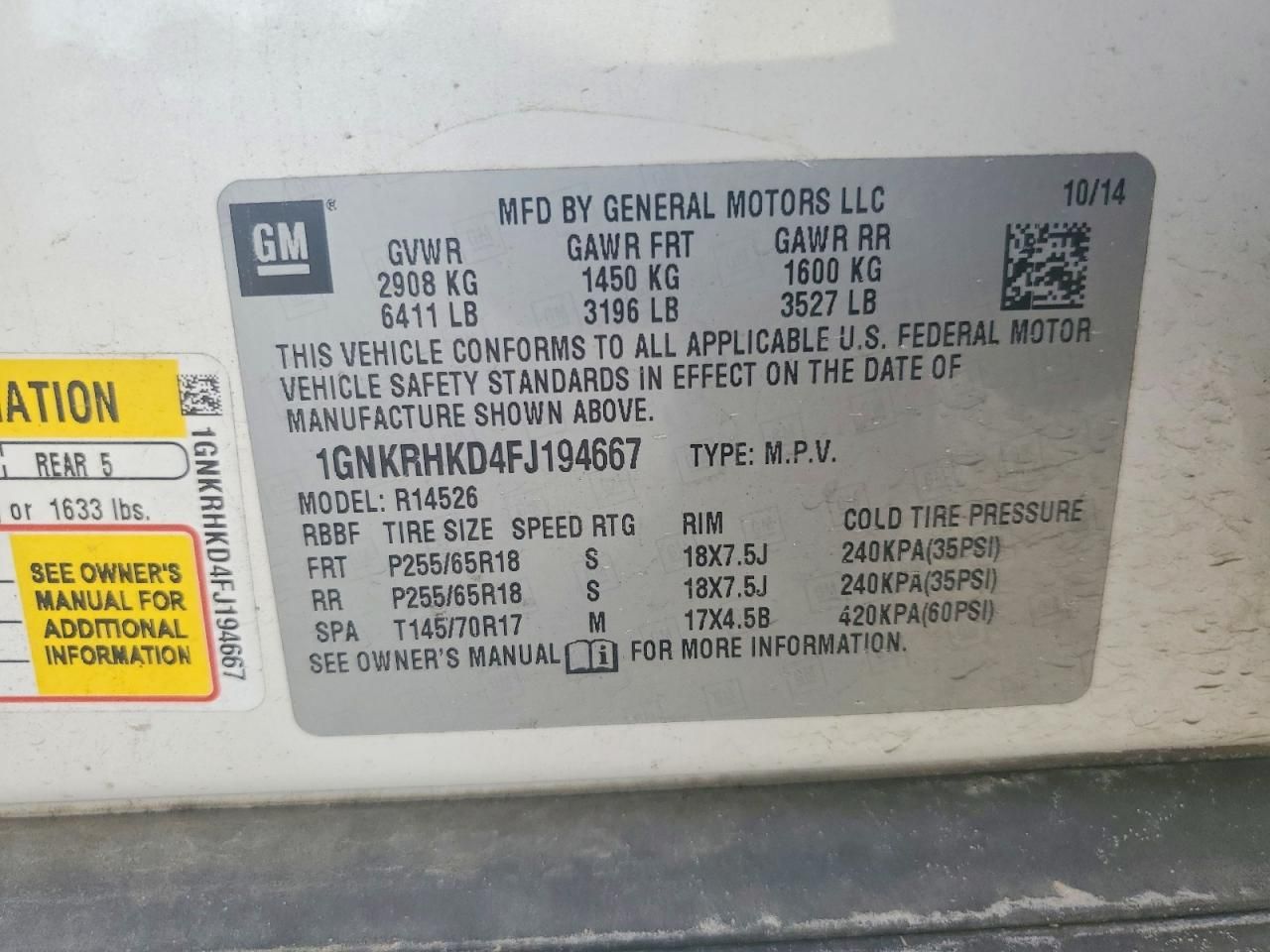 2015 Chevrolet Traverse lt