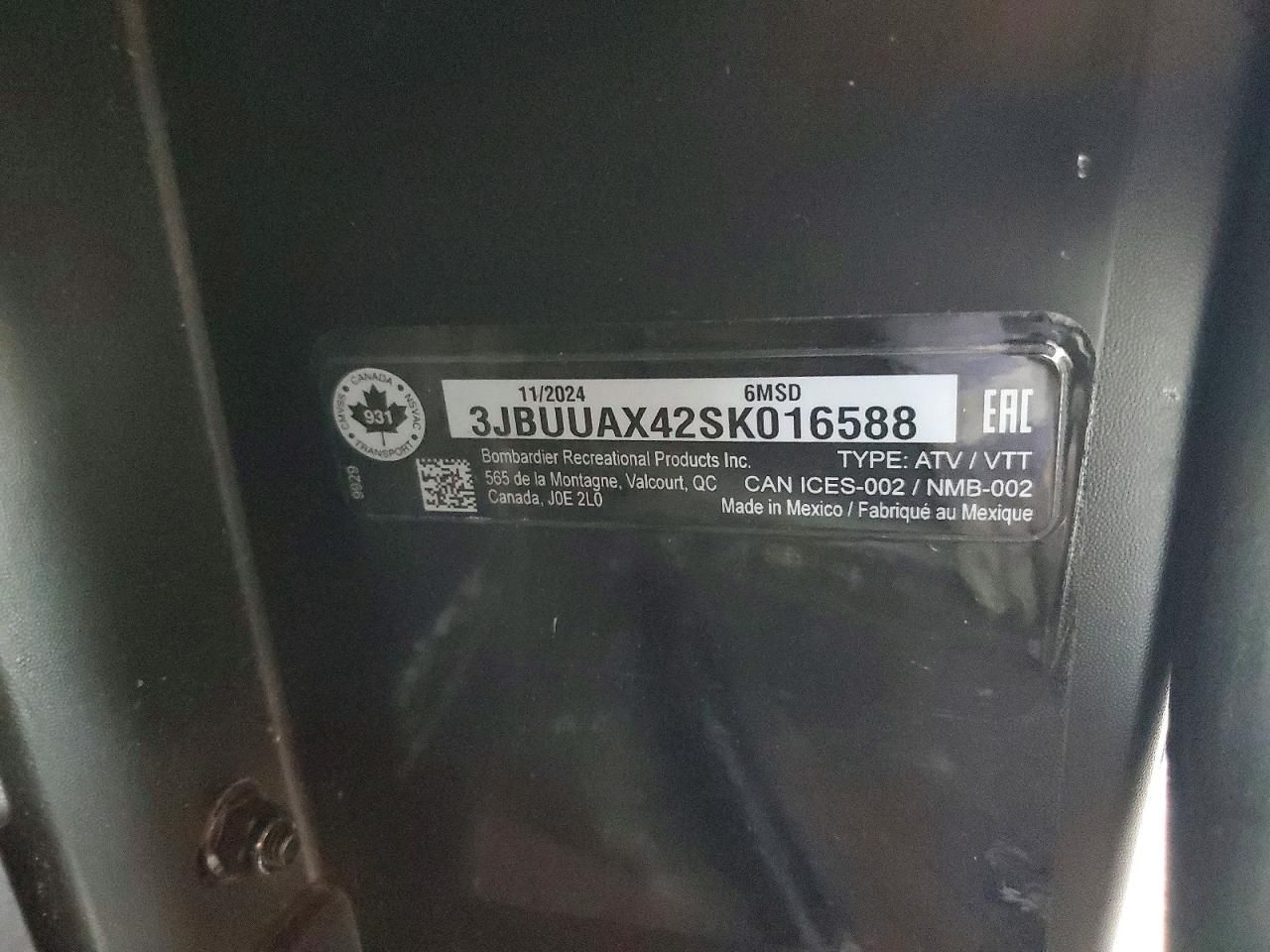 2025 Can-Am Defender Utility Vehicle