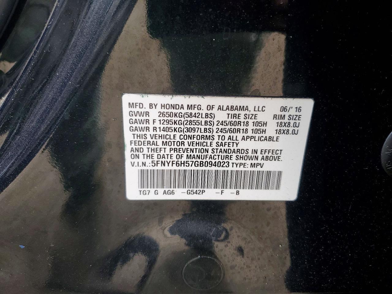 2016 Honda Pilot exl