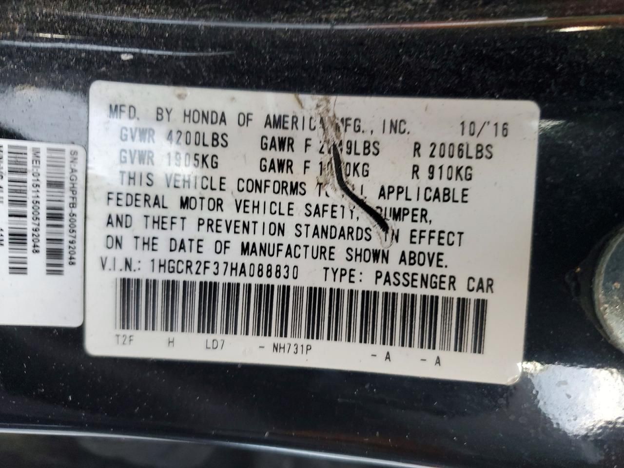 2017 Honda Accord lx