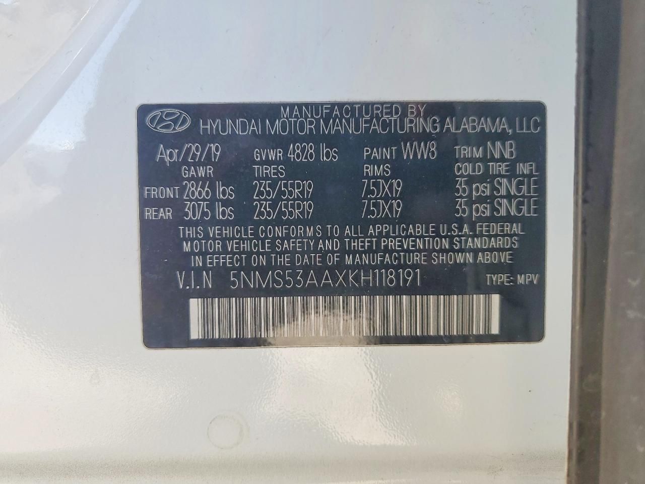 2019 Hyundai Santa fe Limited