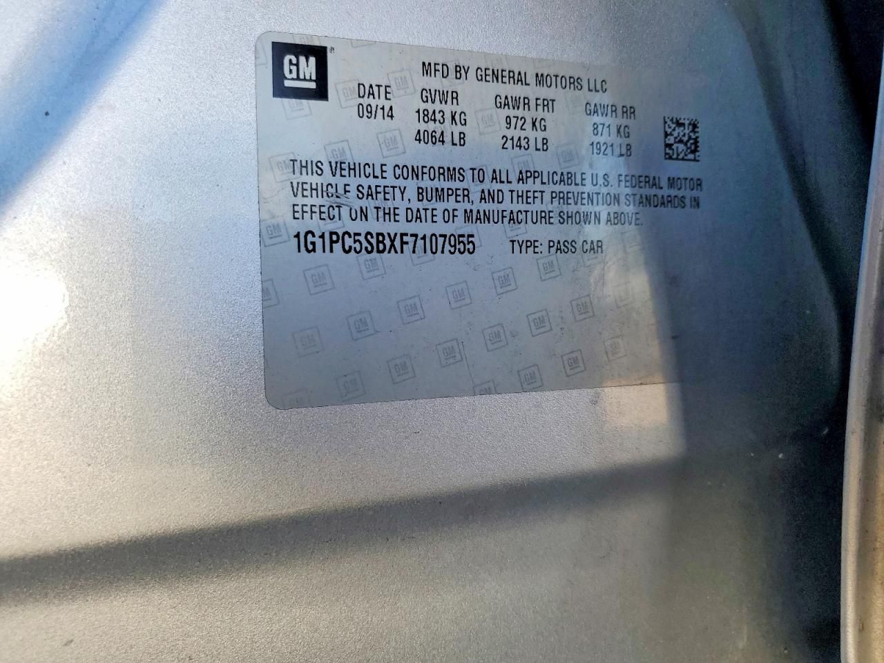 2015 Chevrolet Cruze lt