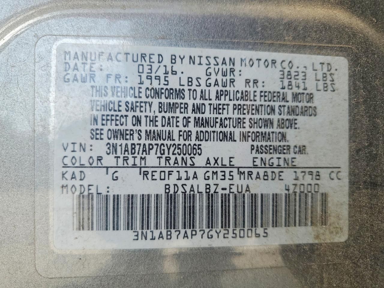 2016 Nissan Sentra s